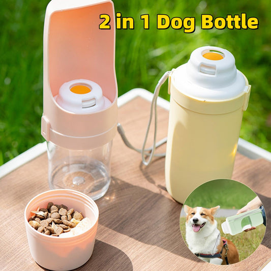 2-in-1 Travel Dog Water Bottle - Hydrate and Feed Your Pet On-the-Go