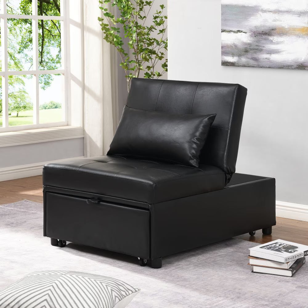 Folding Ottoman Sofa Bed Folding Gray and Black