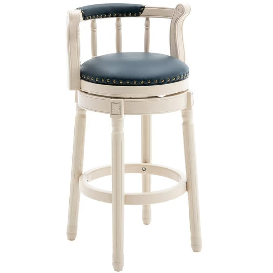 Leather Wooden Bar Stool 360-degree Swivel Bar Stool Chair