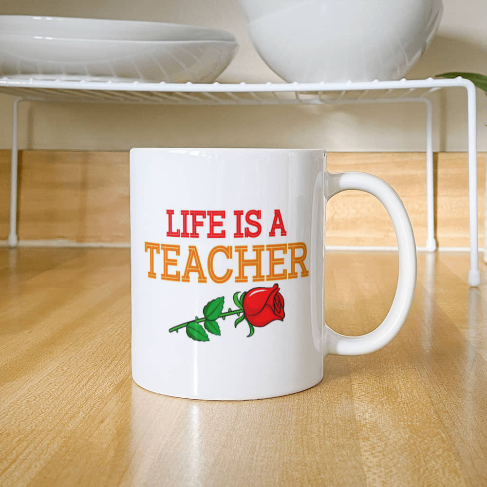 Personalized "Life is a Teacher" Ceramic Coffee Mug Gift