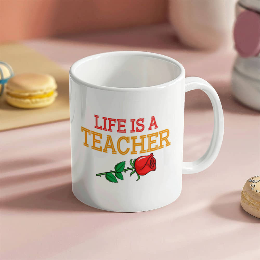 Personalized "Life is a Teacher" Ceramic Coffee Mug Gift