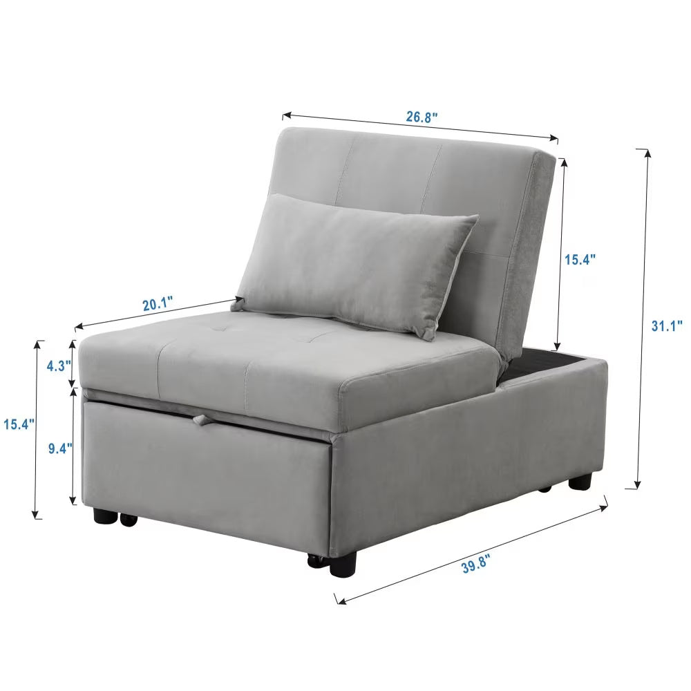 Folding Ottoman Sofa Bed Folding Gray and Black