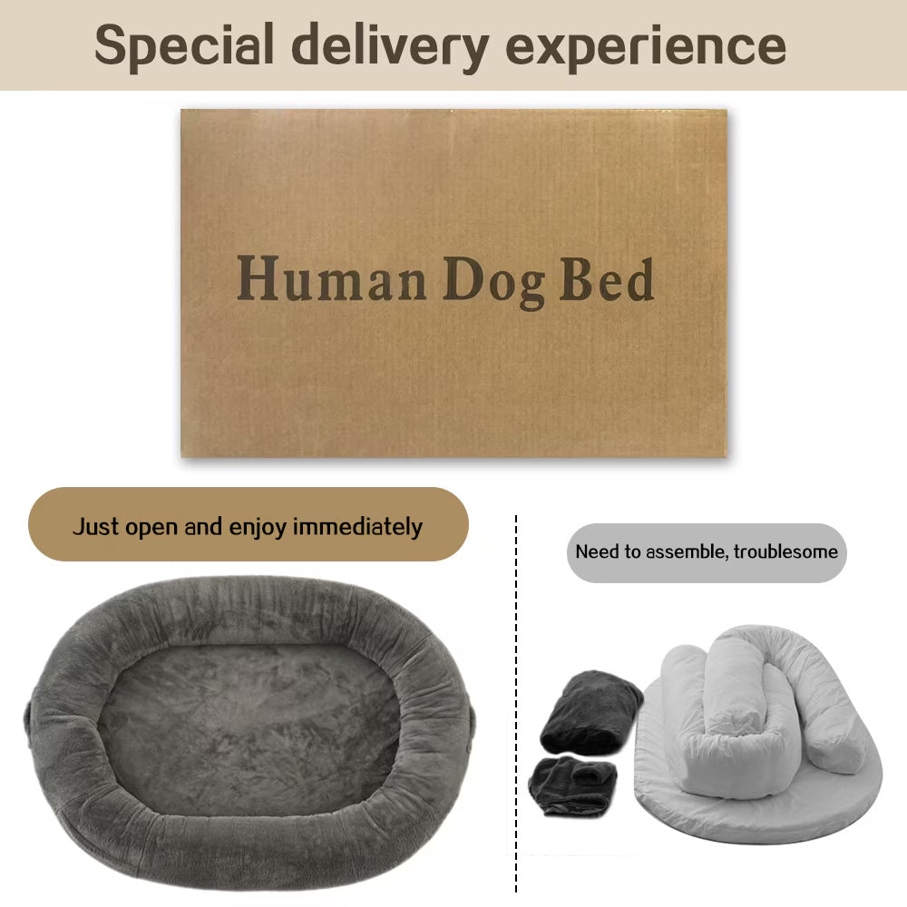 Large Light Gray Human-sized Dog Bed