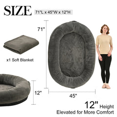 Large Light Gray Human-sized Dog Bed