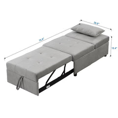 Folding Ottoman Sofa Bed Folding Gray and Black