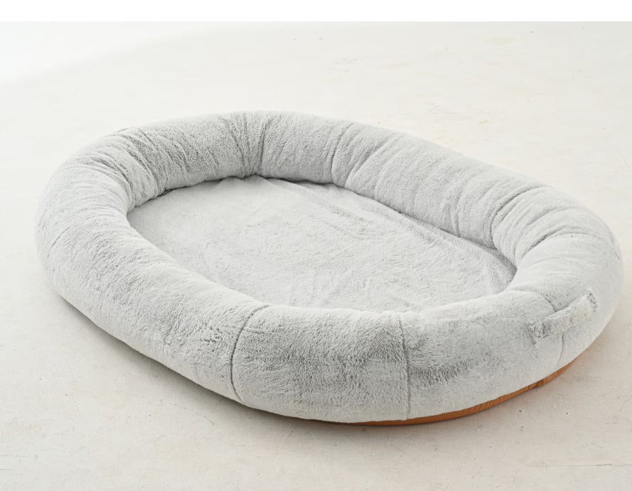 Large Light Gray Human-sized Dog Bed